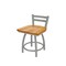 Holland Bar Stool Co 18" Low Back Swivel Vanity Stool, Nickel Finish, Med Oak Seat 41118ANMedOak - alternate 1